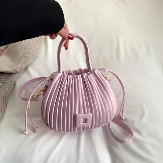 Kåra | Elegante Bolso Plisado en Rosa Empolvado