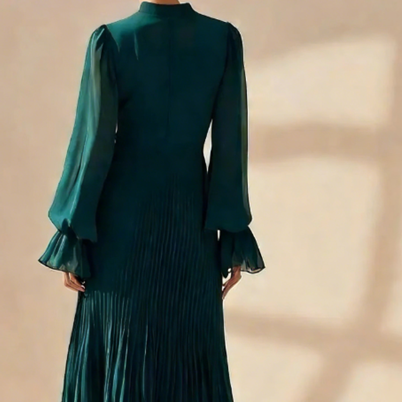 Clara | Vestido midi plisado con volantes